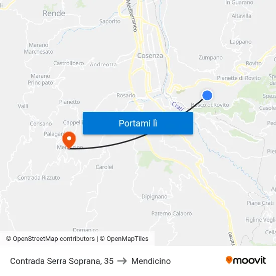 Contrada Serra Soprana, 35 to Mendicino map
