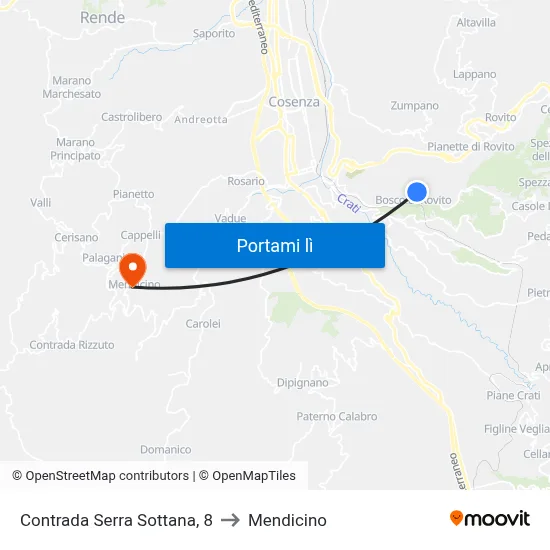 Contrada Serra Sottana, 8 to Mendicino map