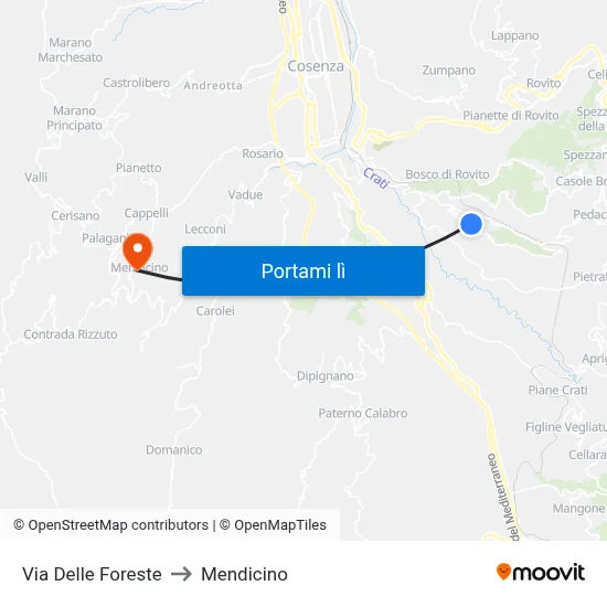 Via Delle Foreste to Mendicino map