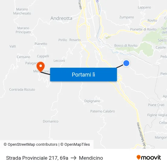 Strada Provinciale 217, 69a to Mendicino map