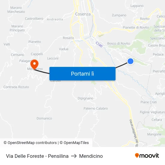 Via Delle Foreste - Pensilina to Mendicino map