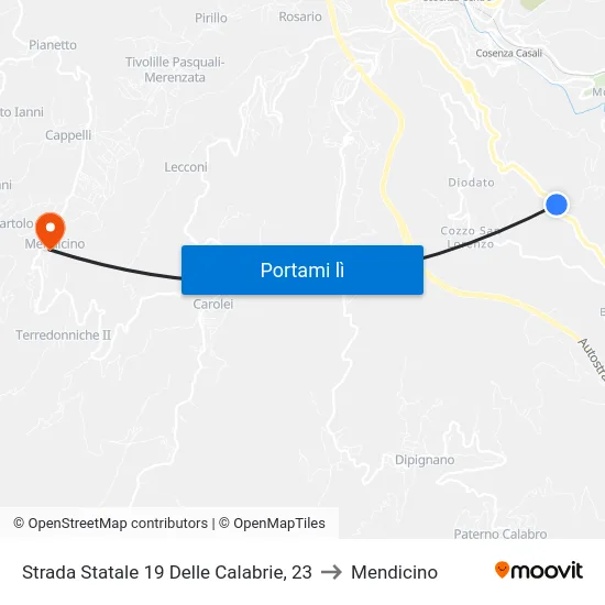 Strada Statale 19 Delle Calabrie, 23 to Mendicino map