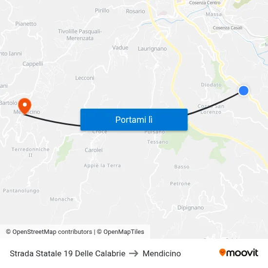 Strada Statale 19 Delle Calabrie to Mendicino map