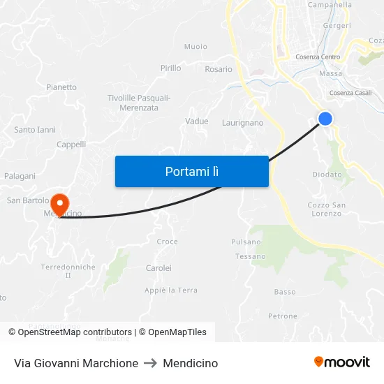 Via Giovanni Marchione to Mendicino map