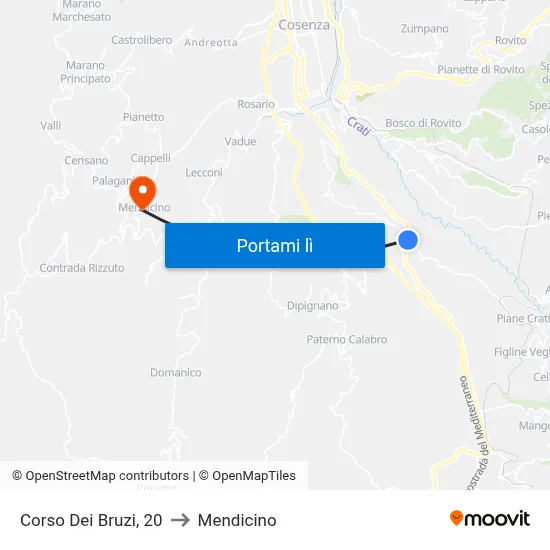 Corso Dei Bruzi, 20 to Mendicino map