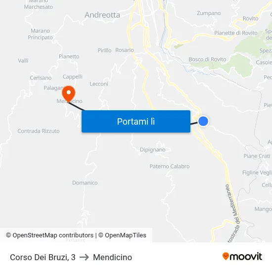 Corso Dei Bruzi, 3 to Mendicino map