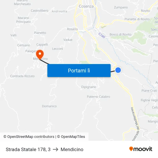 Strada Statale 178, 3 to Mendicino map