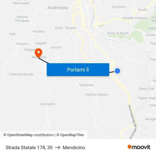 Strada Statale 178, 30 to Mendicino map