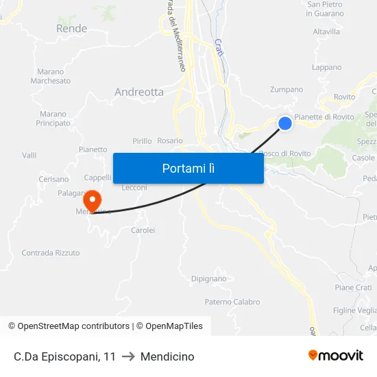 C.Da Episcopani, 11 to Mendicino map