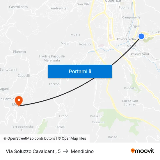 Via Soluzzo Cavalcanti, 5 to Mendicino map