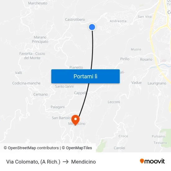 Via Colomato, (A Rich.) to Mendicino map