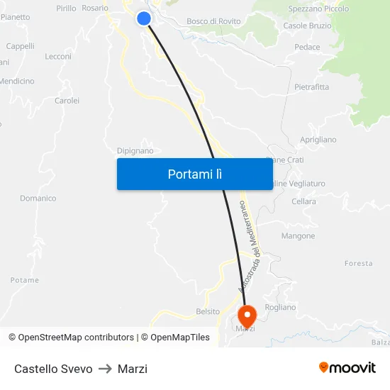 Castello Svevo to Marzi map