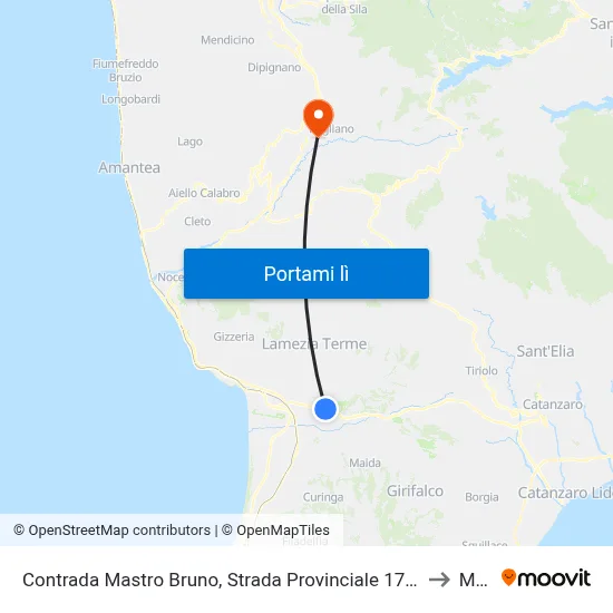 Contrada Mastro Bruno, Strada Provinciale 170/1 - Lamezia Terme to Marzi map