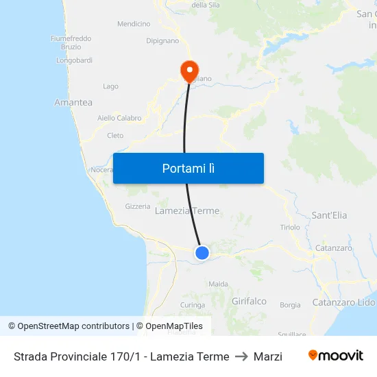Strada Provinciale 170/1 - Lamezia Terme to Marzi map