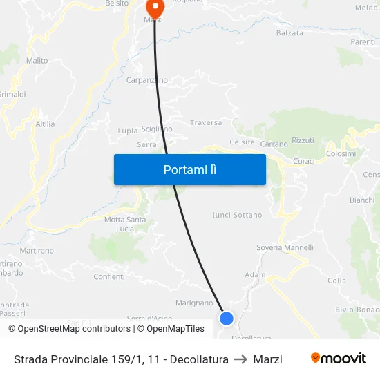 Strada Provinciale 159/1, 11 - Decollatura to Marzi map