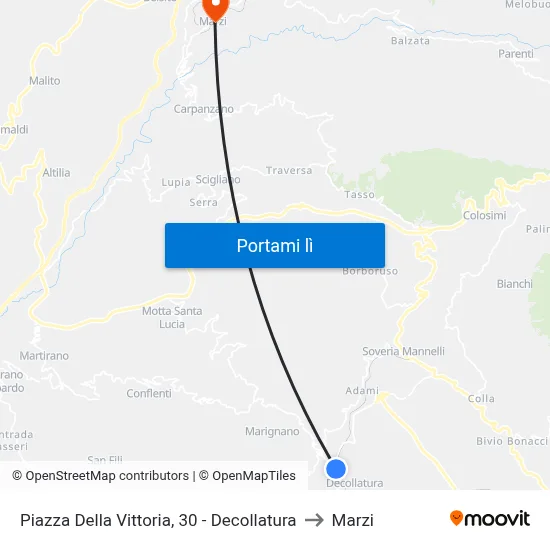 Piazza Della Vittoria, 30 - Decollatura to Marzi map