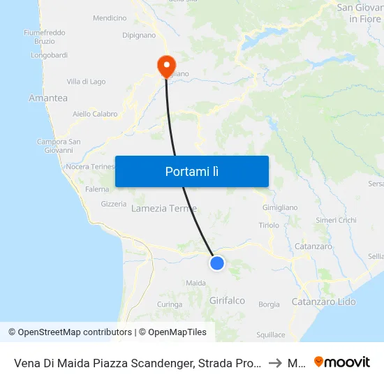 Vena Di Maida Piazza Scandenger, Strada Provinciale 88, 3 - Maida to Marzi map