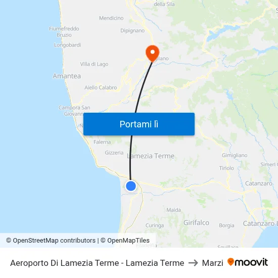 Aeroporto Di Lamezia Terme - Lamezia Terme to Marzi map