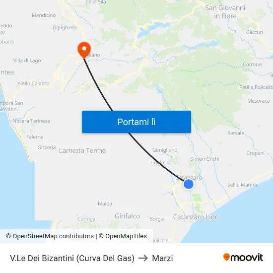 V.Le Dei Bizantini (Curva Del Gas) to Marzi map