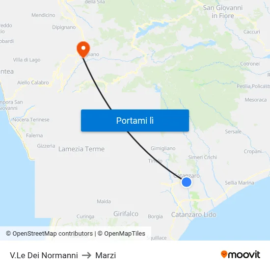 V.Le Dei Normanni to Marzi map