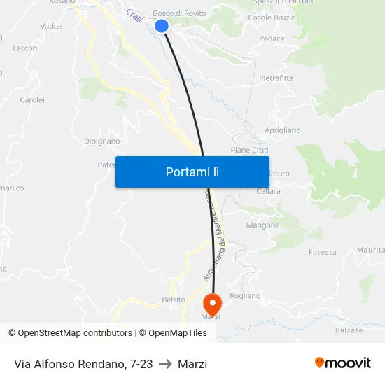 Via Alfonso Rendano, 7-23 to Marzi map