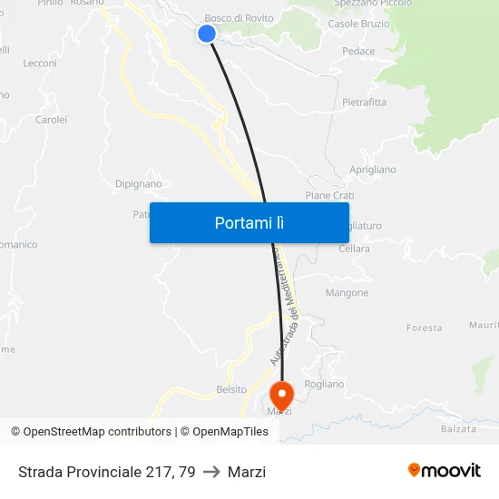 Strada Provinciale 217, 79 to Marzi map