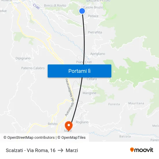 Scalzati - Via Roma, 16 to Marzi map