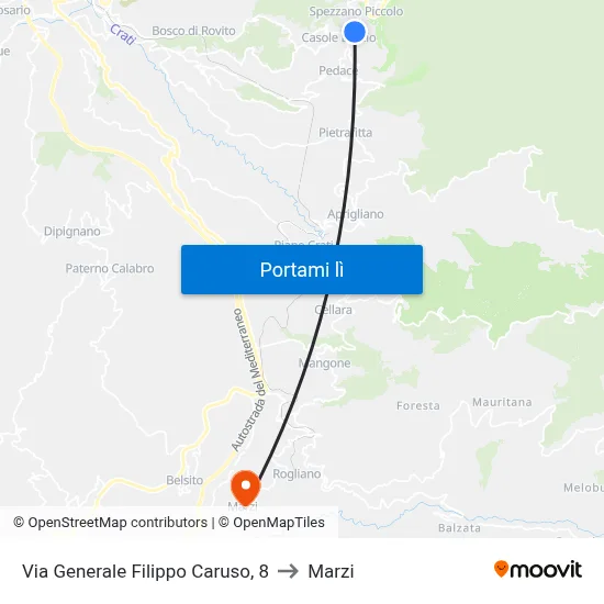 Via Generale Filippo Caruso, 8 to Marzi map