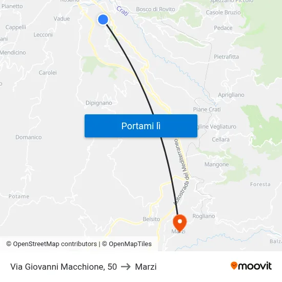 Via Giovanni Macchione, 50 to Marzi map