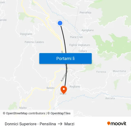Donnici Superiore - Pensilina to Marzi map