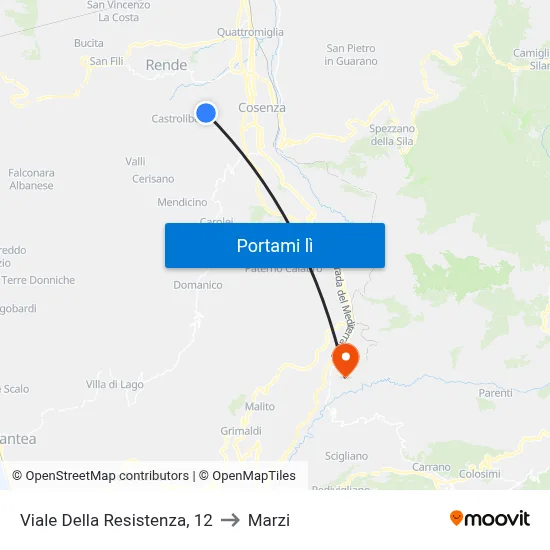 Viale Della Resistenza, 12 to Marzi map