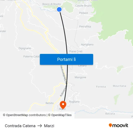 Contrada Catena to Marzi map