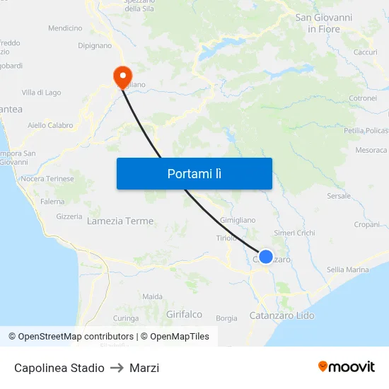 Capolinea Stadio to Marzi map