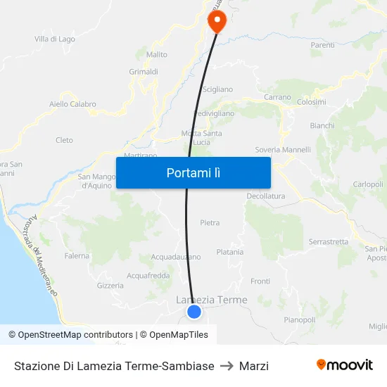 Stazione Di Lamezia Terme-Sambiase to Marzi map