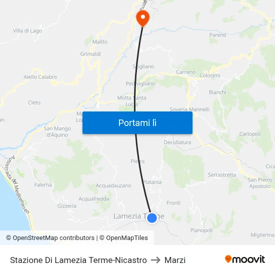 Stazione Di Lamezia Terme-Nicastro to Marzi map