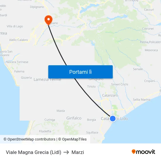 Viale Magna Grecia (Lidl) to Marzi map