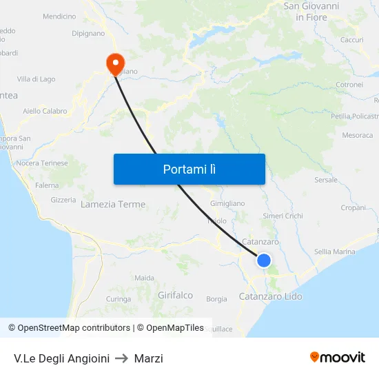 V.Le Degli Angioini to Marzi map