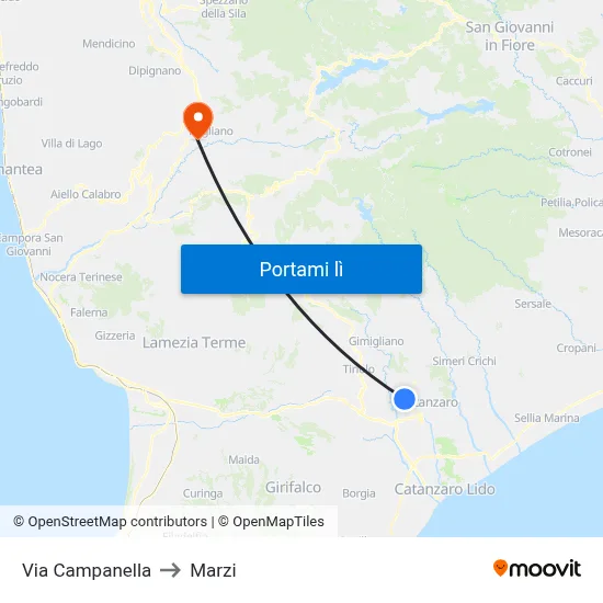 Via Campanella to Marzi map