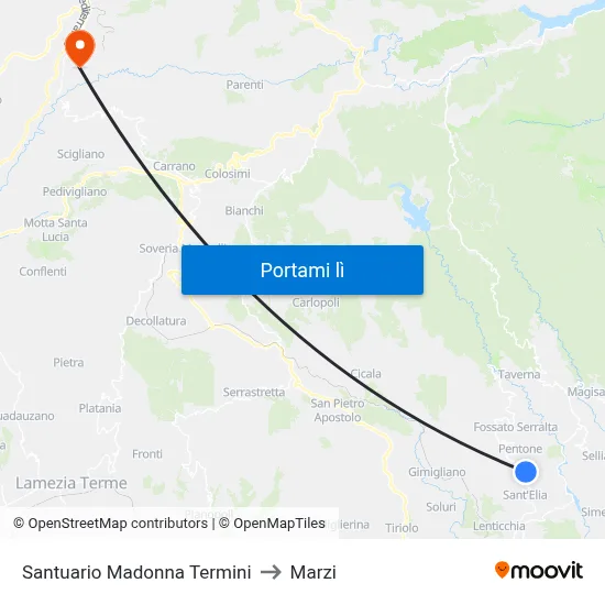 Santuario Madonna Termini to Marzi map