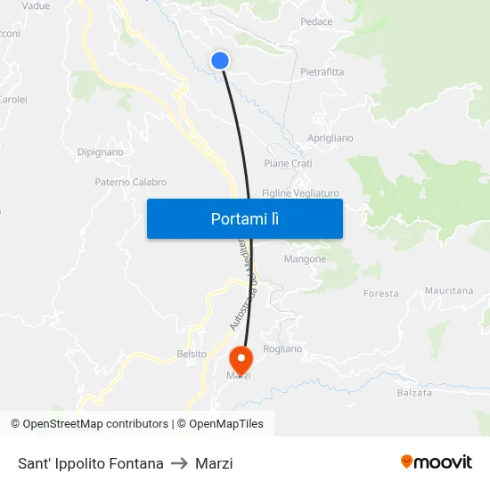 Sant' Ippolito Fontana to Marzi map