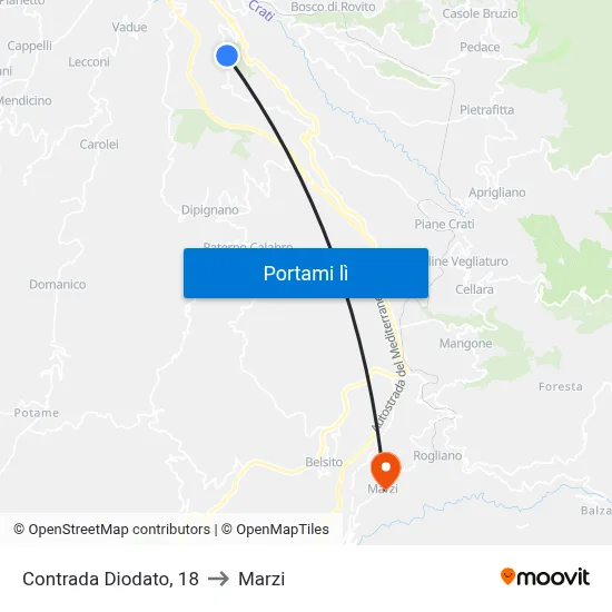 Contrada Diodato, 18 to Marzi map