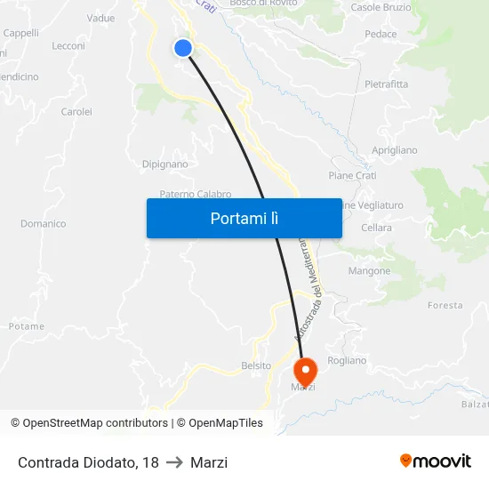 Contrada Diodato, 18 to Marzi map