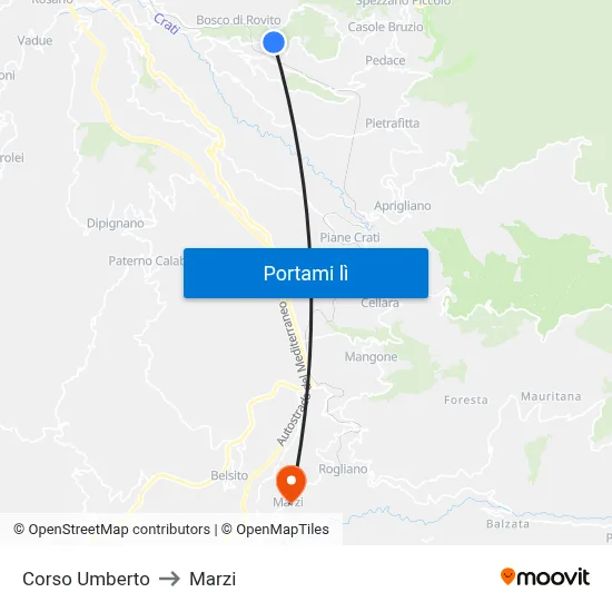 Corso Umberto to Marzi map