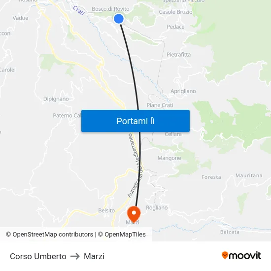 Corso Umberto to Marzi map