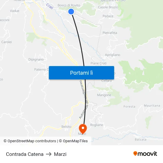 Contrada Catena to Marzi map