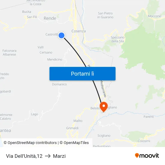 Via Dell'Unità,12 to Marzi map