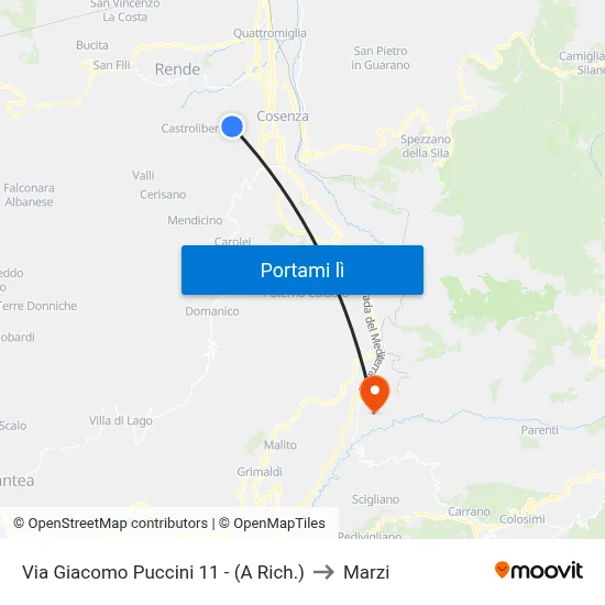 Via Giacomo Puccini 11 - (A Rich.) to Marzi map
