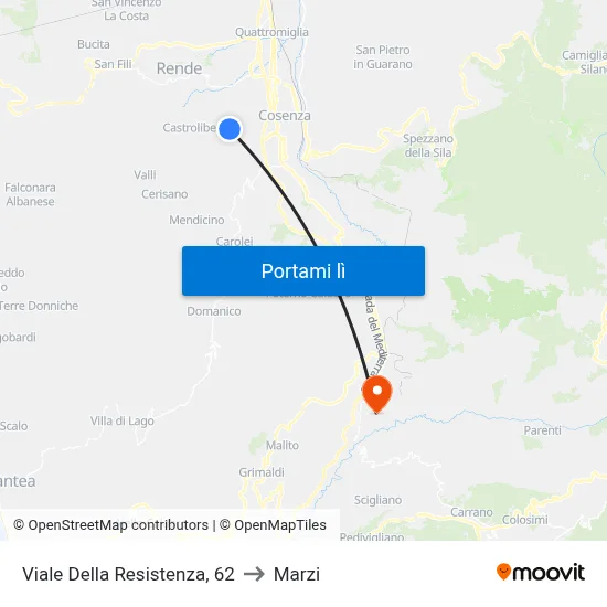 Viale Della Resistenza, 62 to Marzi map
