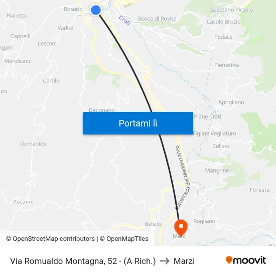 Via Romualdo Montagna, 52 - (A Rich.) to Marzi map