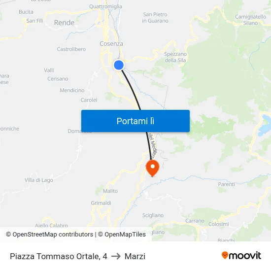 Piazza Tommaso Ortale, 4 to Marzi map